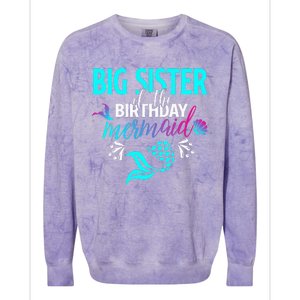 Big Sister Of The Birthday Mermaid Matching Family Colorblast Crewneck Sweatshirt