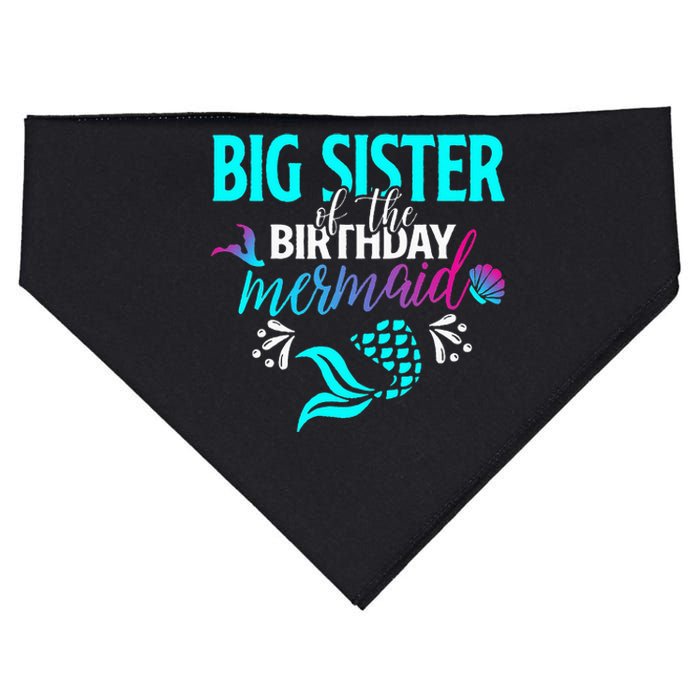 Big Sister Of The Birthday Mermaid Matching Family USA-Made Doggie Bandana