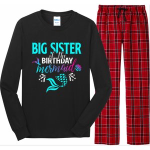 Big Sister Of The Birthday Mermaid Matching Family Long Sleeve Pajama Set