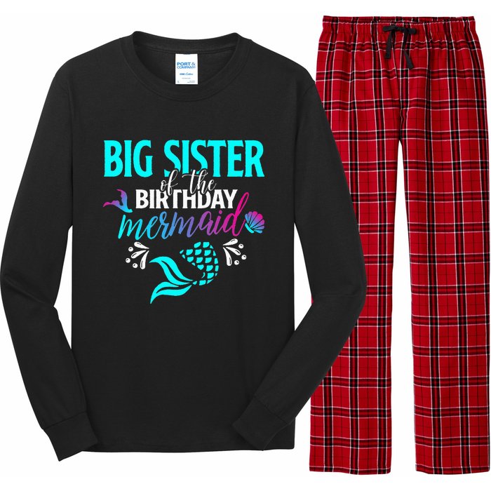 Big Sister Of The Birthday Mermaid Matching Family Long Sleeve Pajama Set