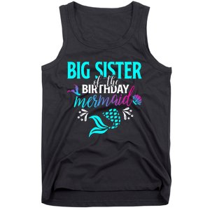 Big Sister Of The Birthday Mermaid Matching Family Tank Top