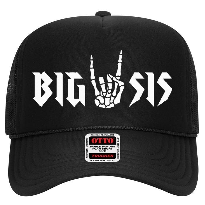 Big Sis Of The Bad Two The Bone Birthday 2 Year Old Birthday High Crown Mesh Back Trucker Hat