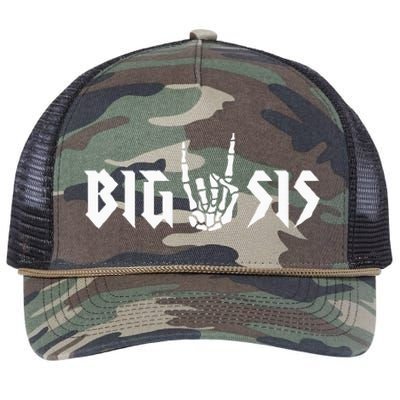 Big Sis Of The Bad Two The Bone Birthday 2 Year Old Birthday Retro Rope Trucker Hat Cap