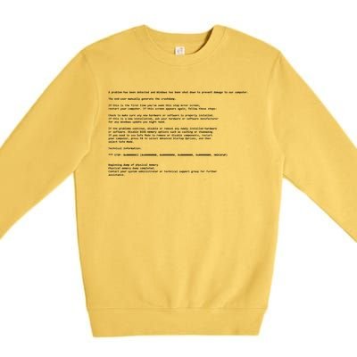 BSOD Computer Error Blue Screen Of Death Premium Crewneck Sweatshirt