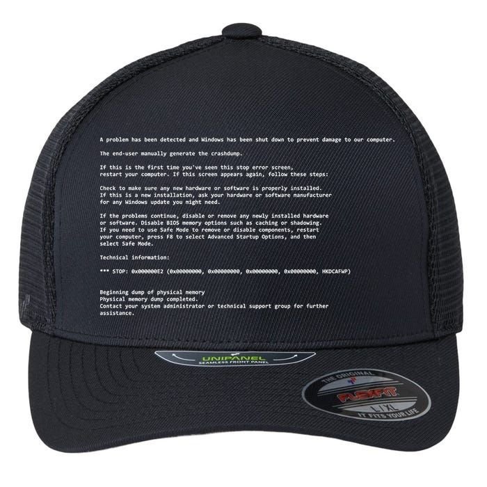 BSOD Computer Error Blue Screen Of Death Flexfit Unipanel Trucker Cap