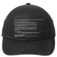 BSOD Computer Error Blue Screen Of Death 7-Panel Snapback Hat