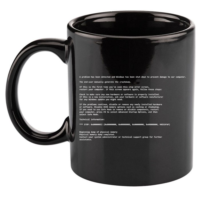BSOD Computer Error Blue Screen Of Death 11oz C Handle Ceramic Mug