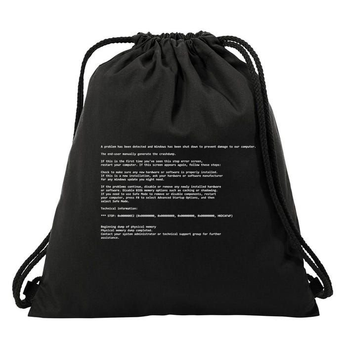 BSOD Computer Error Blue Screen Of Death Drawstring Bag