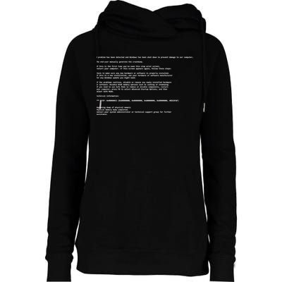 BSOD Computer Error Blue Screen Of Death Womens Funnel Neck Pullover Hood