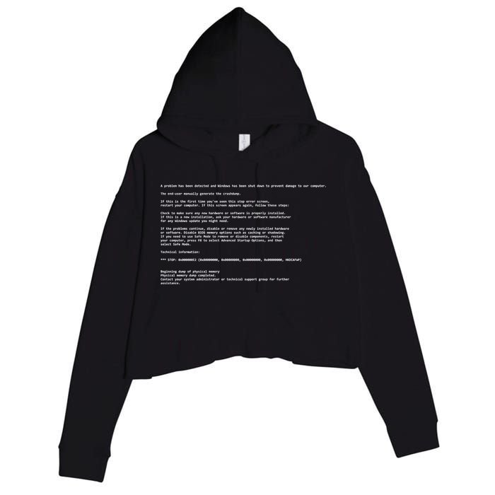 BSOD Computer Error Blue Screen Of Death Crop Fleece Hoodie