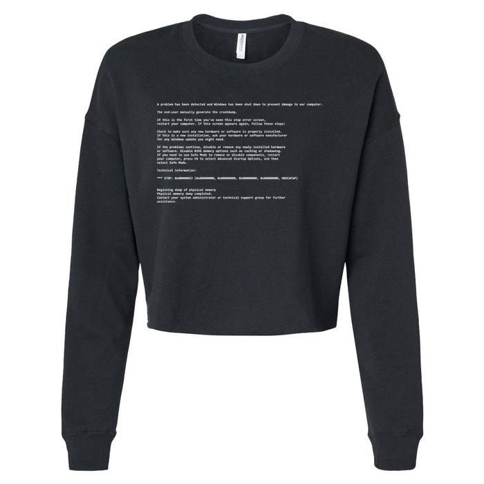 BSOD Computer Error Blue Screen Of Death Cropped Pullover Crew