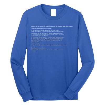 BSOD Computer Error Blue Screen Of Death Long Sleeve Shirt