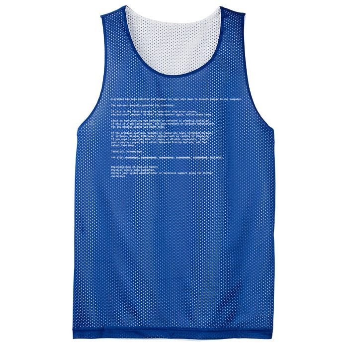 BSOD Computer Error Blue Screen Of Death Mesh Reversible Basketball Jersey Tank