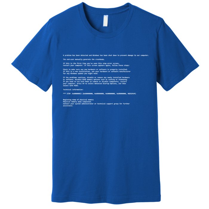 BSOD Computer Error Blue Screen Of Death Premium T-Shirt