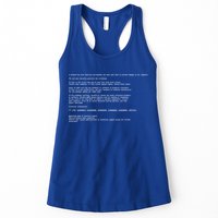 BSOD Computer Error Blue Screen Of Death Womens Tank Top