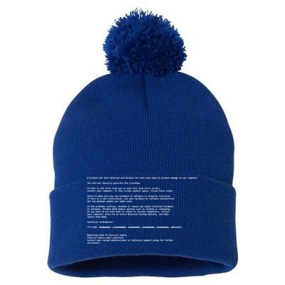 BSOD Computer Error Blue Screen Of Death Pom Pom 12in Knit Beanie