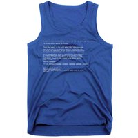 BSOD Computer Error Blue Screen Of Death Tank Top