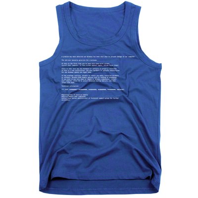 BSOD Computer Error Blue Screen Of Death Tank Top