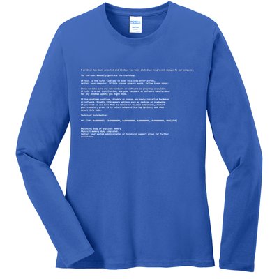 BSOD Computer Error Blue Screen Of Death Ladies Long Sleeve Shirt