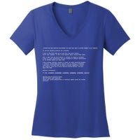 BSOD Computer Error Blue Screen Of Death Women's V-Neck T-Shirt
