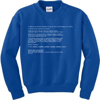 BSOD Computer Error Blue Screen Of Death Kids Sweatshirt