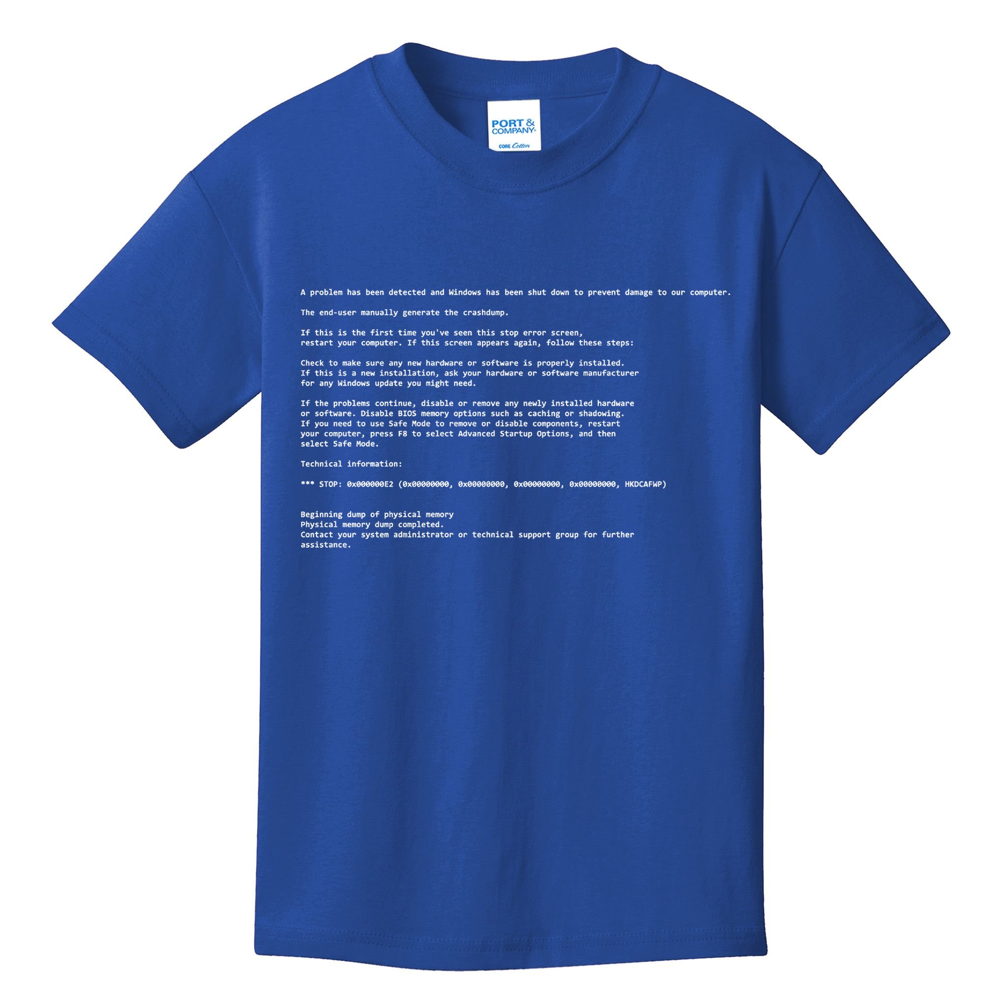 BSOD Computer Error Blue Screen Of Death Kids T-Shirt