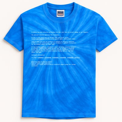 BSOD Computer Error Blue Screen Of Death Kids Tie-Dye T-Shirt