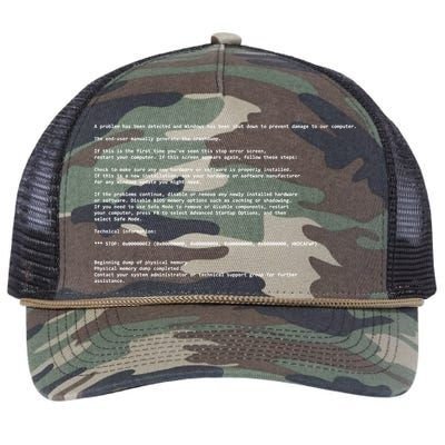 BSOD Computer Error Blue Screen Of Death Retro Rope Trucker Hat Cap