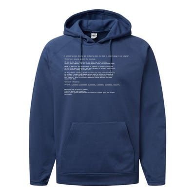 BSOD Computer Error Blue Screen Of Death Performance Fleece Hoodie