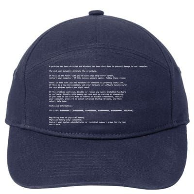 BSOD Computer Error Blue Screen Of Death 7-Panel Snapback Hat