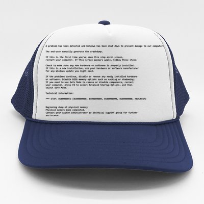 BSOD Computer Error Blue Screen Of Death Trucker Hat