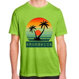 Brunswick Sunset Palm Trees Horizon Beauty Adult ChromaSoft Performance T-Shirt