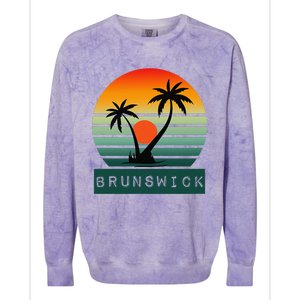 Brunswick Sunset Palm Trees Horizon Beauty Colorblast Crewneck Sweatshirt