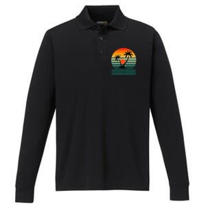 Brunswick Sunset Palm Trees Horizon Beauty Performance Long Sleeve Polo