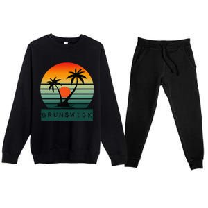 Brunswick Sunset Palm Trees Horizon Beauty Premium Crewneck Sweatsuit Set