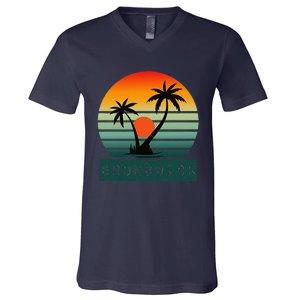 Brunswick Sunset Palm Trees Horizon Beauty V-Neck T-Shirt