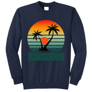 Brunswick Sunset Palm Trees Horizon Beauty Tall Sweatshirt