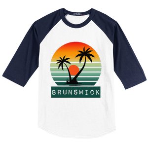 Brunswick Sunset Palm Trees Horizon Beauty Baseball Sleeve Shirt