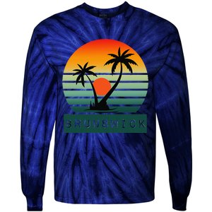 Brunswick Sunset Palm Trees Horizon Beauty Tie-Dye Long Sleeve Shirt