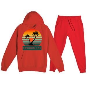 Brunswick Sunset Palm Trees Horizon Beauty Premium Hooded Sweatsuit Set