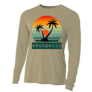 Brunswick Sunset Palm Trees Horizon Beauty Cooling Performance Long Sleeve Crew