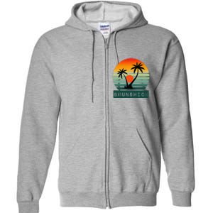 Brunswick Sunset Palm Trees Horizon Beauty Full Zip Hoodie