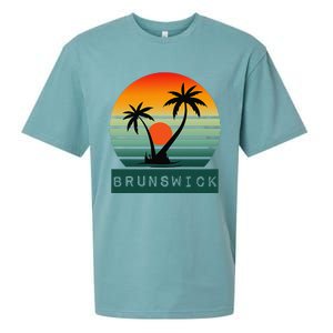 Brunswick Sunset Palm Trees Horizon Beauty Sueded Cloud Jersey T-Shirt