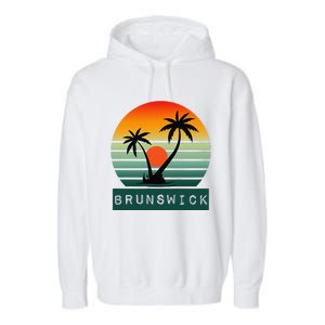 Brunswick Sunset Palm Trees Horizon Beauty Garment-Dyed Fleece Hoodie