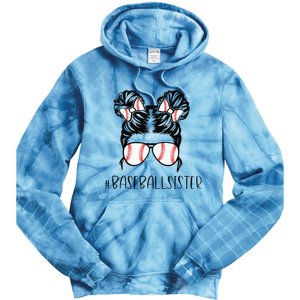 Baseball Sister Proud Sister Messy Bun Baseball Sunglasses Tie Dye Hoodie