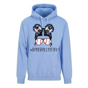 Baseball Sister Proud Sister Messy Bun Baseball Sunglasses Unisex Surf Hoodie