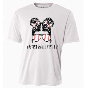 Baseball Sister Proud Sister Messy Bun Baseball Sunglasses Cooling Performance Crew T-Shirt