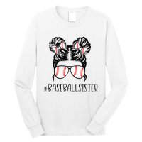 Baseball Sister Proud Sister Messy Bun Baseball Sunglasses Long Sleeve Shirt