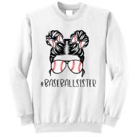 Baseball Sister Proud Sister Messy Bun Baseball Sunglasses Sweatshirt