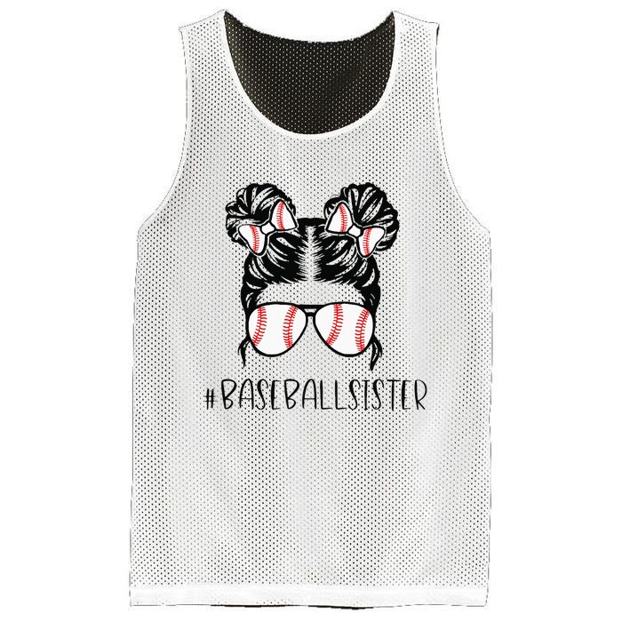 Baseball Sister Proud Sister Messy Bun Baseball Sunglasses Mesh Reversible Basketball Jersey Tank